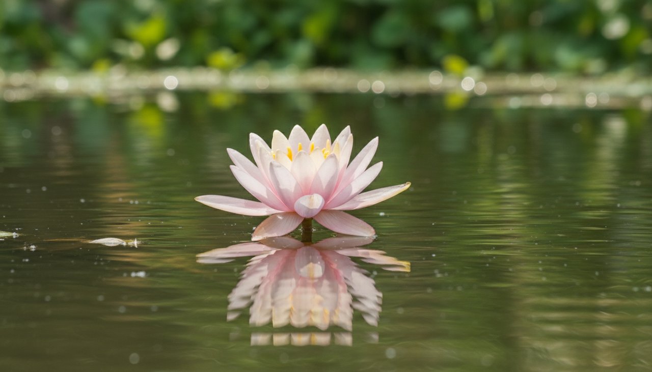 Lotus flowers under the sunshine, tranquil meditation